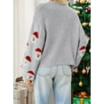 thumbnail image 4 of Suéteres Casuales de Punto con Estampado de Leopardo para Mujer, Suéteres de Larga con Cuello Redondo. Gris M, 4 of 8