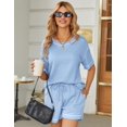 thumbnail image 6 of Avidlove Waffle Knit Pajamas Set for Women 2 Piece Short Sleeve Lounge Top and Shorts Loungewear Drop Shoulder Pjs Sleepwear, 6 of 8