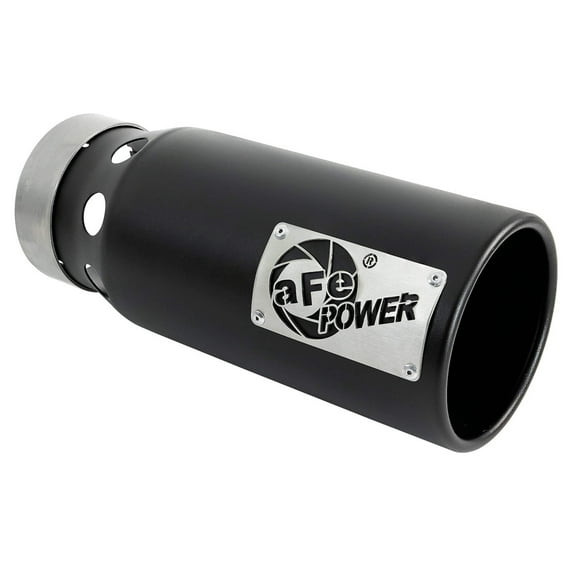 aFe Saturn 4S 4-inch Stainless Steel Intercooled Exhaust Tip - Black Finish, 4in Inlet x 5in Outlet x 12in Length