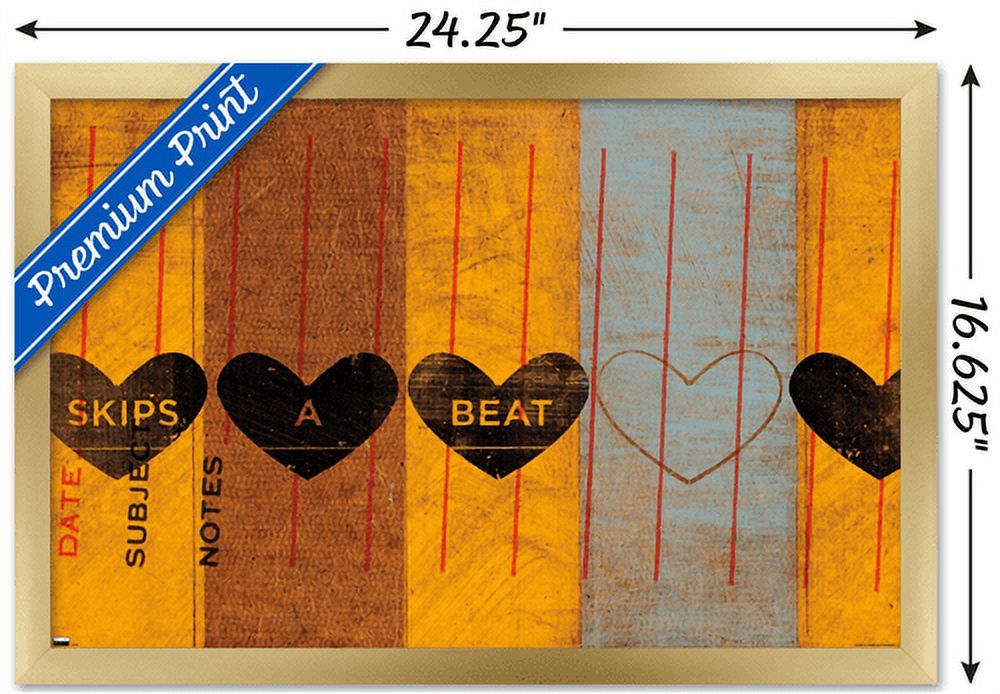 John W. Golden - Skips a Beat Wall Poster, 14.725" x 22.375", Framed