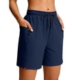 thumbnail image 6 of Women's Lightweight Nylon Spandex Work Shorts, Elastic Waist Tummy Control with Zippered Pockets, Quick Dry Breathable Stretch, Outdoor Leisure Hiking Running Travel, Athletic, 6 of 8