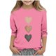 thumbnail image 1 of Blusas y camisas de cuello redondo y manga larga para niños, blusas/camisas de poliéster con estampado de corazones, mangas 3/4 y cuello redondo, elegantes e informales., 1 of 4
