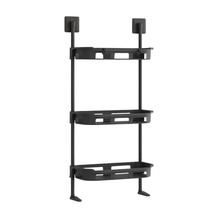 Luoshdecor 3 Tier Bathroom Storage Rack, Wall Mounted Multi-Layer Storage Rack Bathroom Organizer for Bottles Soap Shampoo Washcloths (Black)