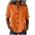 thumbnail image 5 of Guluxicc Button Up Shirt Women Short Sleeve Cotton Button Front Solid Color Casual Summer Outdoor Wear Trendy Tops, 5 of 8