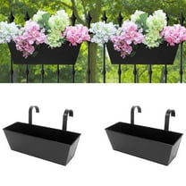 Topboutique Railing Planters Outdoor Balcony Deck Railing Planter Boxes Metal Fence Buckets with Detachable Hooks Over The Railing Planter Boxes for Balcony, Patio Decor,2 Pcs Black,16 inch