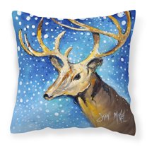 Carolines Treasures JMK1206PW1414 Reindeer Canvas Fabric Decorative Pillow  14Hx14W multicolor