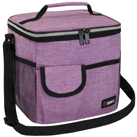 OPUX Large Insulated Lunch Bag for Men Women, Leakproof Thermal Lunch Box Work, Soft Lunch Cooler Tote Bag with Shoulder Strap for Adult, Reusable Lunch Pail, Purple
