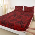 thumbnail image 4 of jejeloiu Dramatic Paisley Queen Sheets For Men Women,High Contrast Print Queen Sheet Sets,Red Black,4-Piece,1 Flat Sheet, 1 Fitted Sheet and 2 Pillowcases, 4 of 6