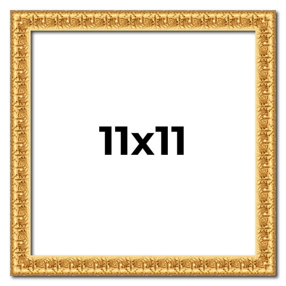 11x11 Frame Gold Real Wood Picture Frame Width 1 inches | Interior Frame Depth 0.5 inches | Edwina