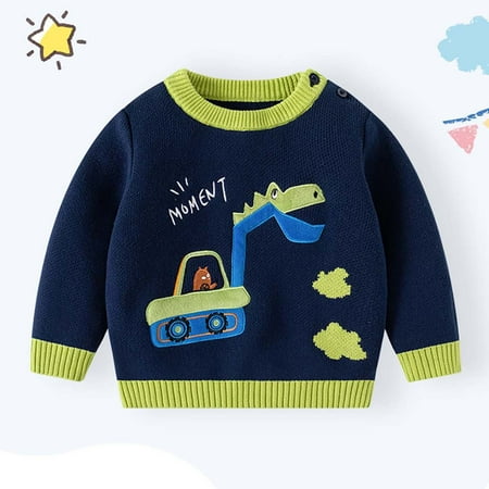 

ATOGUTA Boys Girls Christmas Sweater Long Sleeve Crew Neck Knit Pullover Jumper Top Dark Blue Size 6M-5T
