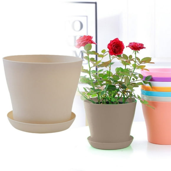 Clearance!Musol Pots for Plants 8 Inch Plant Pots House Plants Indoor Planter with Drainage Holes & Saucer Balcony Porch Outside Decor for All House Plants Indoor African Violet Snake Plant, Beige