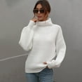 thumbnail image 4 of Vedolay Women's Fall Tops Womens Fall Sweaters 2023 Knitted V-Neck Collared Pullover Long Sleeve Top,White L, 4 of 5
