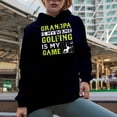 thumbnail image 2 of Grandpa Is My Name, Golfing Is My Game Quote for a Grandfather Golf Player, Golfing or Golfer Themed Merch Gift, Navy Blue Hooded Sweatshirt or Hoodie, Large, 2 of 5