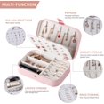 thumbnail image 3 of Caja de joyería para mujer, organizador de joyas de viaje, doble capa para collar, pendientes, anillos, estuche de joyería JFHHH pequeña, 3 of 5