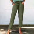 thumbnail image 2 of Tnhcen Women's Casual Cotton Linen Pants 2025 Spring Autumn Elastic Waist Wide Leg Trousers with Pockets S-2XL Multiple Colors Available, 2 of 9