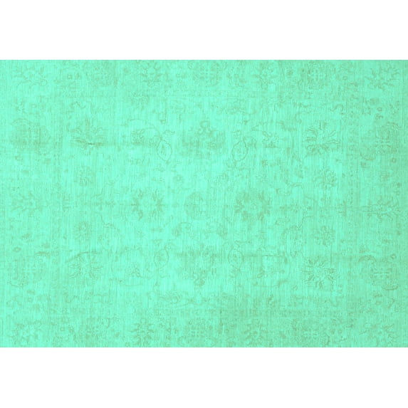 Ahgly Company Machine Washable Indoor Rectangle Oriental Turquoise Blue Traditional Area Rugs, 6' x 9'