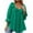 069 Green, variant on Women's V Neck Shirts Dressy Casual 3/4 Sleeve Tops Babydoll Cute Ruffles Tunic Blouse Swing T Shirts Black,M