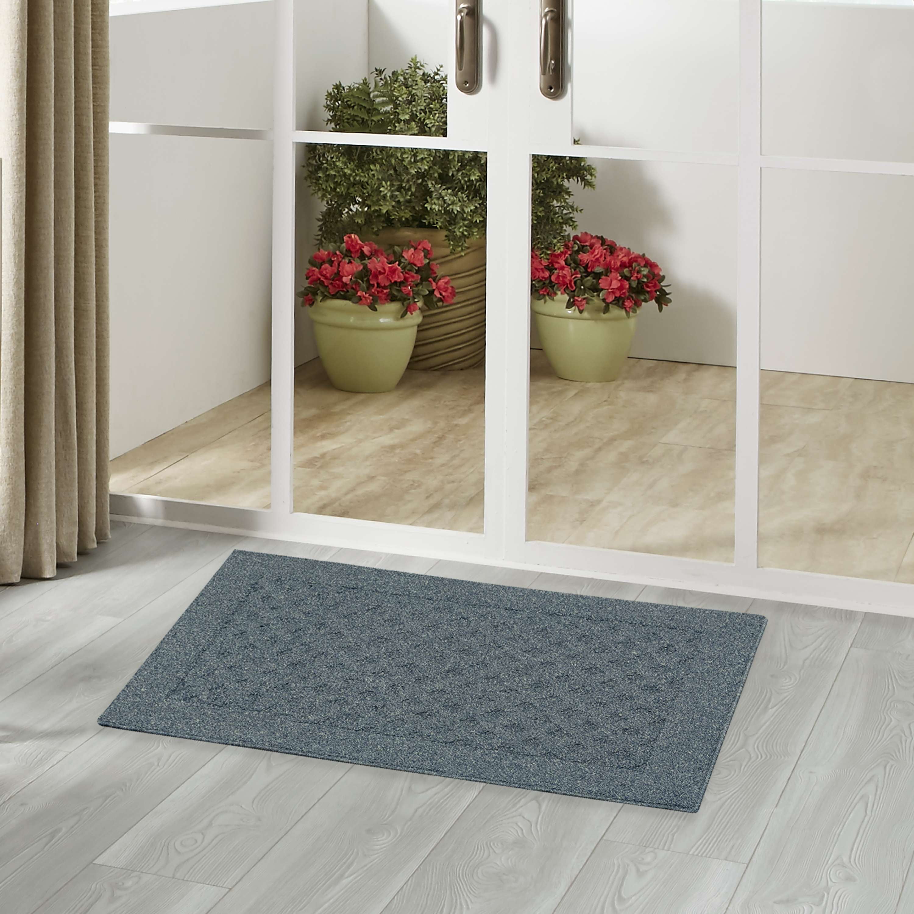 Mainstays Dylan Solid Diamond Olefin Navy Blue Indoor Accent Rug, 1'8"x2'6"