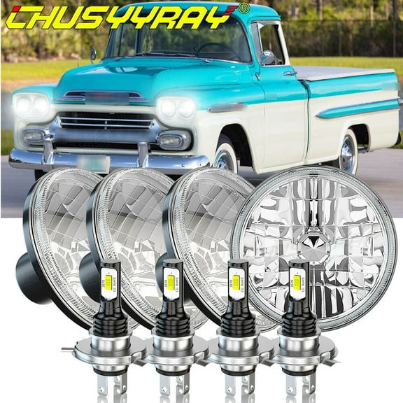 CHUSYYRAY 4Pcs Dot for Chevy 3100 Truck 1958 1959 5.75" Round LED Headlights Hi-Lo Beam