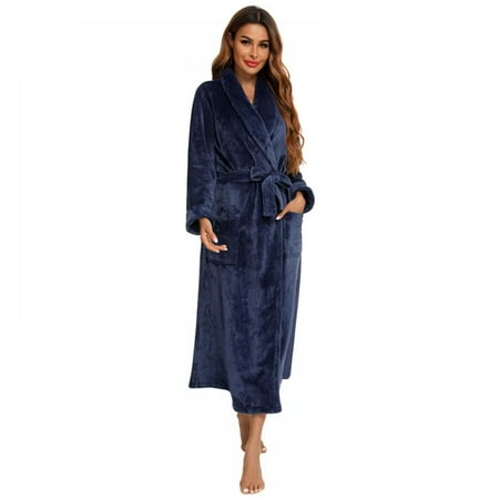 

Women s Plush Soft Warm Fleece Bathrobe Robe Shawl Collar Soft Plush Spa Robe