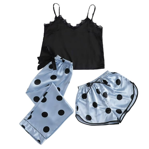 FADAACAI Sleep Sets for Women Bridal Pajama Set Pajama Sets for Women 2 Piece Shorts Bridesmaid Pajamas Women Pajama Sets Silky Pajamas for Women Cotton Pajamas for Women Set Blue L