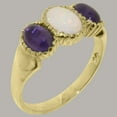 thumbnail image 2 of LBG British Made 9k Yellow Gold Natural Opal & Amethyst Womens Anniversary Ring - 33 size options - Size 10, 2 of 7