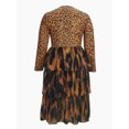 thumbnail image 3 of Womens Leopard Print Tiered Maxi Dress Long Sleeve Crew Neck Ruffle Chiffon A-Line Long Dress, 3 of 3