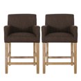 thumbnail image 2 of Noble House Deville Indoor Fabric Upholstered Wood 26 inch Counter Stools with Full Back, Set of 2, Brown, 2 of 8