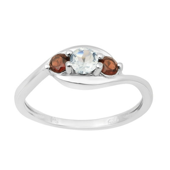 0.45 Ctw Oval Shape Aquamarine Gemstone 925 Sterling Silver Three Stone Women Promise Ring