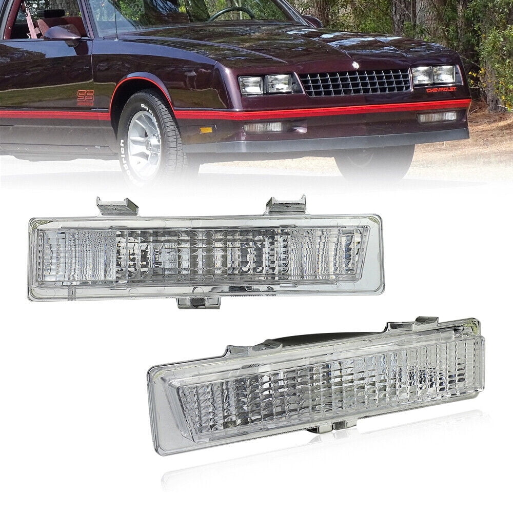 New Front Parking and Turn Signal Light Set Clear Plastic Compatible with 1981-1988 Chevrolet Monte Carlo SS 