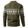thumbnail image 3 of Men's Full Zip Cardigan Snowflakes Pattern Sweater Long Sleeve Stand Collar Knitted Cardigans for Casual Christmas (XL, Brown), 3 of 5