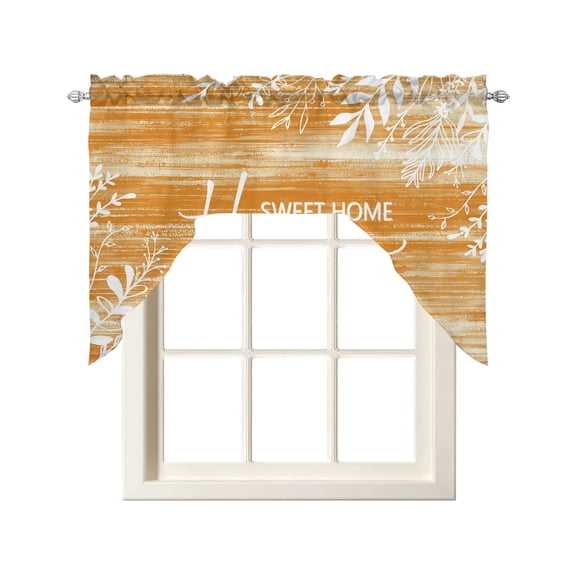 Vintage Terracotta Orange Swag Curtains for Kitchen Farmhouse Florals Leaf Coastal Home Valances for Windows Small Window Treatment Short Topper for Cafe Bedroom Bathroom Living Room Decor 56x36 Inch