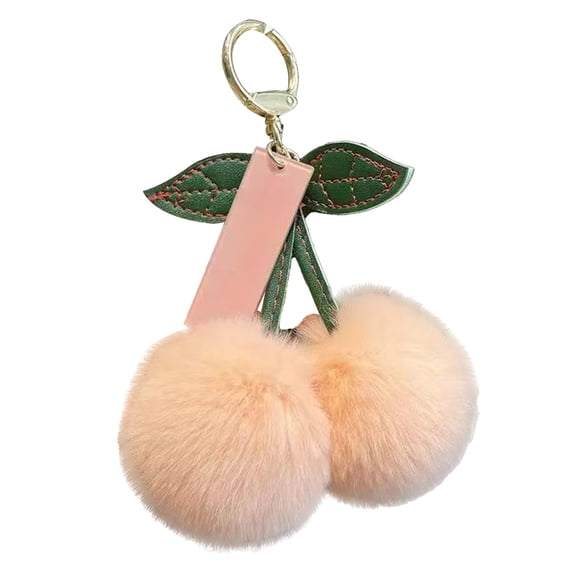Tunhigl Cute Cherry Plush Keychain - Style Pendant with Durable Metal Snap Hook, Kawaii Backpack Bag Charm, Key Ring Gift, Aesthetic Accessories Pink