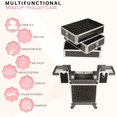 thumbnail image 6 of JC Beauty 9 in 1 Professional Rolling Makeup Trolley - Interchangeable Makeup Train Case - Large Capacity & Removable Trays Nail Cart Organizer with Wheels - Travel Cosmetic Case, Black Stripe, 6 of 6