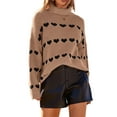 thumbnail image 7 of Women Valentines Day Turtleneck Sweaters Heart Print Long Sleeve Casual Pullovers Spring Knit Tops, 7 of 7
