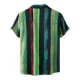 thumbnail image 3 of Mens Dress Shirts 2XL Casual Stripe Printed Short Sleeve Single Collared Comfortable Breathable Gathering Vacation Green Button Down Tops Sizes XXL, 3 of 6