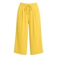 thumbnail image 4 of Ltctricy Wide Leg Capri Pants for Women Loose Fit Drawstring Lounge Pants with Pockets Comfy Casual Yoga Pants(Yellow,X-Large), 4 of 7