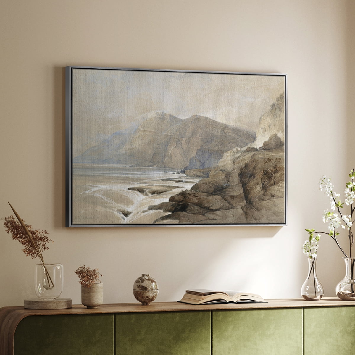 Vintage Landscape-MXV By Wexford Home Framed in Silver Wood Gallery Wrapped Canvas 27 in. x 41 in.