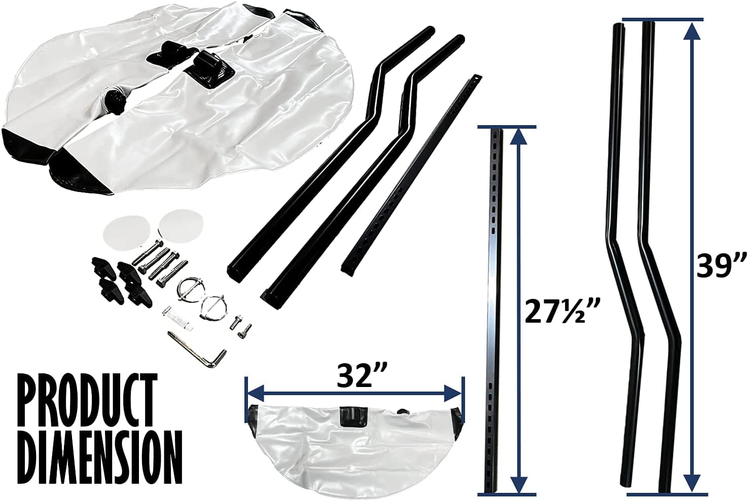 Pactrade Marine Kayak Canoe Outrigger Stabilizer System PVC Inflatable Float Buoy Buoyant Fishing Grey Gray Tube Sidekick Arm Kit Breath Kayaking Rod Adjustable Accessories Repair Patches Outdoor