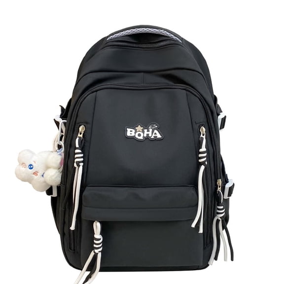 Large Capacity Backpack Black Multi Layer Bookbag Aesthetic Laptop Bag Waterproof Daypack