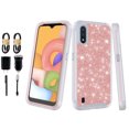 thumbnail image 1 of Value Pack and for Samsung Galaxy A01 015 Case Phone Case Dual Layer Glitter Full-Body Rugged Clear Back Case Drop Resistant Shockproof Case with Built In Screen Protector (Rose Gold), 1 of 4