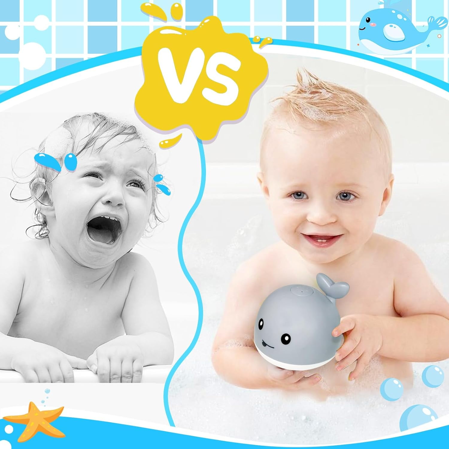 Whale Bath Toy Sprinkler - Bath Toys for Toddlers 1-3 - Light Up Water Bath Toy - Bathtub Toys for Infants 6-12 Months Toddlers Age 2-4 Birthday Gift for 1 2 3 4 5 Year Old Boys Girlds