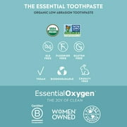 Essential Oxygen Certified Organic Toothpaste, Fluoride-Free, Enamel-Safe, Gentle Whitening, Peppermint, 4 oz, Pack of 3