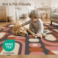 thumbnail image 4 of ODIKA 5'x7' Terracotta Geometric Retro Washable Area Rug Bold Mid Century Modern Design With Dynamic Shapes for Small Living Room, Bedroom, Easy Care, Non-Shedding, Pet Friendly, 4 of 7