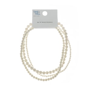 Time and Tru Pearlescent Bead Stretch Necklace Set, 3-Piece