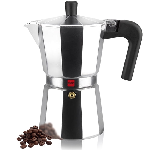 MAGEFESA Kenia Stovetop Espresso Moka Pot, 3-Cup/5 oz, Extra-Thick Aluminum, Heat-Resistant Handle, Greca & Italian Coffee Maker
