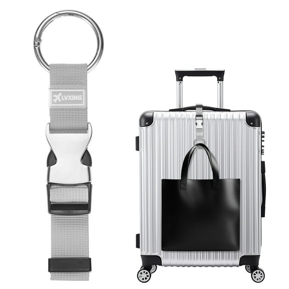 1-Pack Add A Bag Luggage Strap, Adjustable Suitcase Belt, Carry Strap with Ring Buckle [Gray]