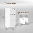 thumbnail image 2 of White Lockable Filing Cabinet with 3 Fluted Drawers, MDF Office Storage Cabinet with Gold Pulls, Printer Stand for A4/Letter Files, Compact Design for Home Office or Study, 15.7"W, 2 of 7