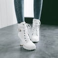thumbnail image 2 of asddcavvf Bottes à Talons Hauts Épais pour Femmes Automne et Hiver Style Britannique Bout Rond, 2 of 7