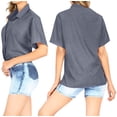 thumbnail image 3 of HAPPY BAY Women's Casual Hawaiian Blouse Shirt Blouses Short Sleeve Button Up Dress Tops Tee Shirts Dresses for Women S Granite Grey Safari_AA202, 3 of 5